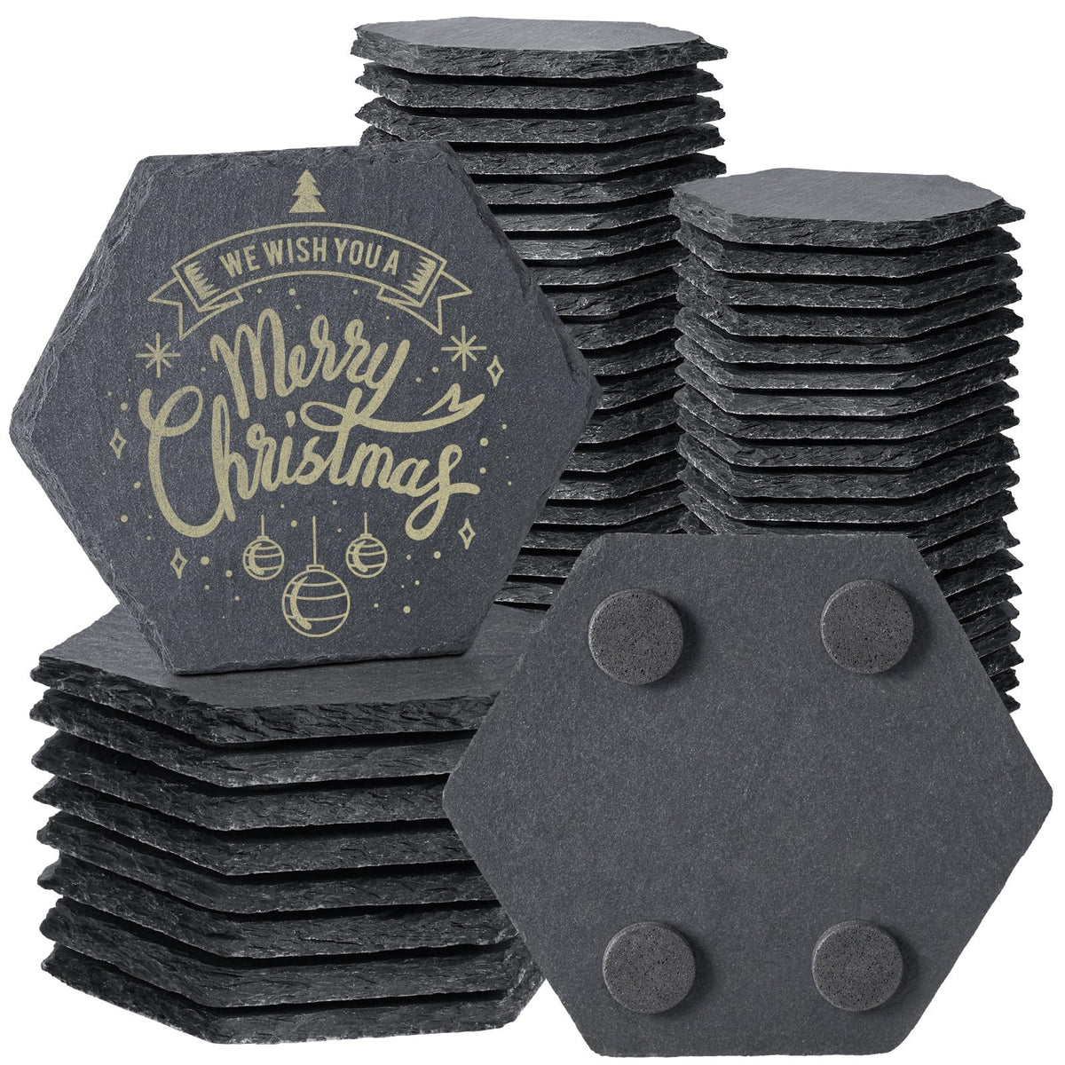 72 PCS Round Slate Coasters Bulk, MAPRIAL 4 Inch Black Handmade Rustic Rock Stone Drink Coaster for Laser Engraving, Etching, Engravable Blanks Material for Engraver, Crafts, Gifts