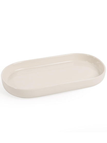 INGOFIN 7" Ceramic Bathroom Vanity Tray Set- 2 Pcs Bathroom Organizer Countertop Tray for Perfume, Jewelry, Small Kitchen Counter Soap Tray, Decorative for Bathroom Vanity and Toilet Tank, Green