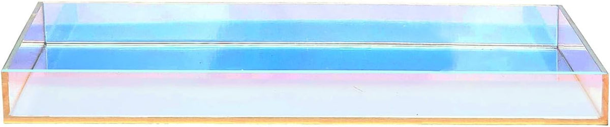 ROYALITA Iridescent Acrylic Vanity Tray, Small Acrylic Trays Spill Proof
