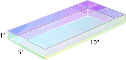 ROYALITA Iridescent Acrylic Vanity Tray, Small Acrylic Trays Spill Proof