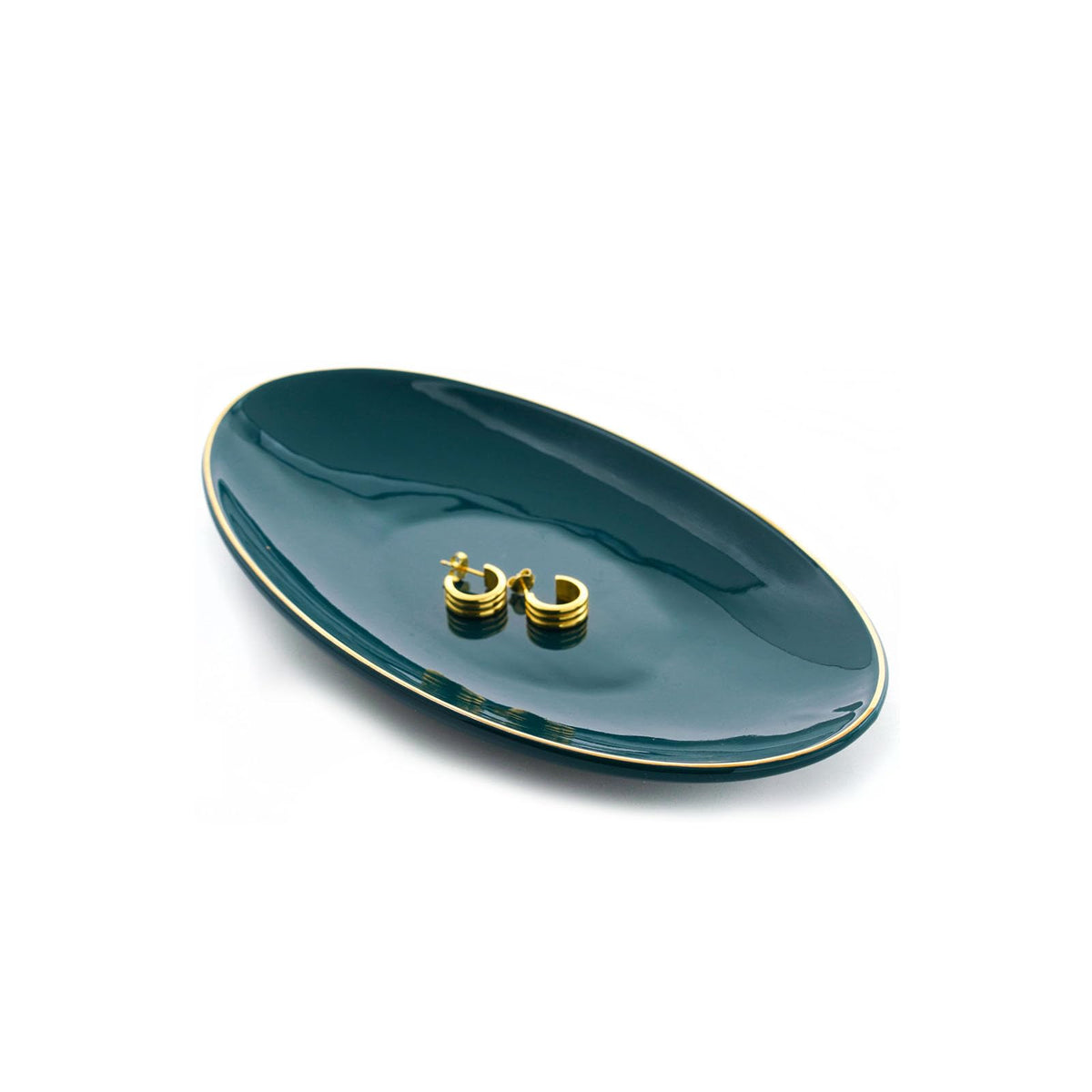 HANKOR Ceramic Key Bowl for Entryway Table, 7 x 4 Key Dish Tray Catch All Bowl, Small Decorative Bowl for Key Jewelry Ring, Green