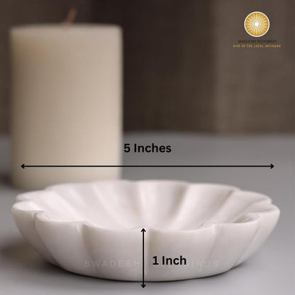 SWADESHI BLESSINGS HandMade Marble Jewelry Tray, Trinket Dish, Catch-all,5"