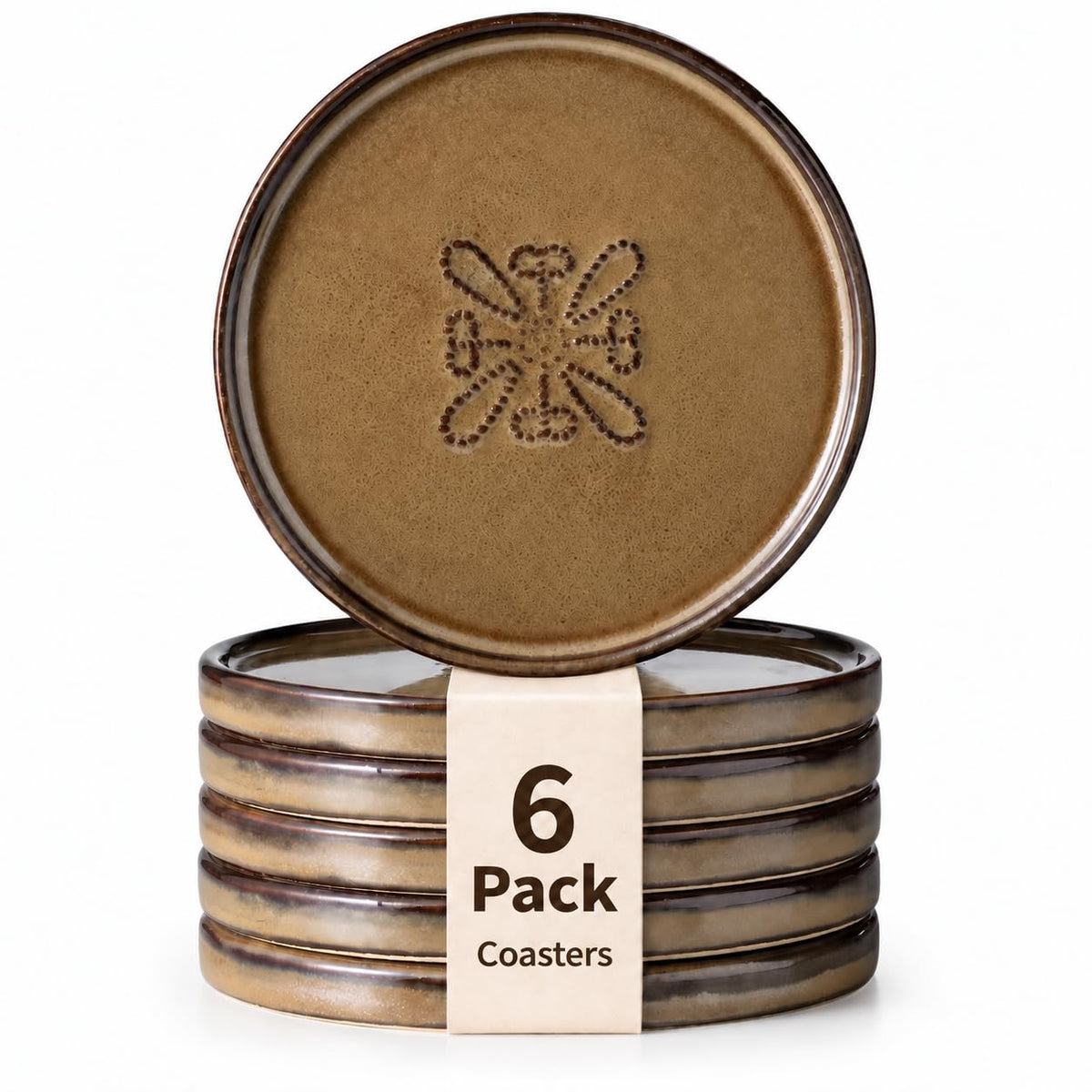 Drink Coasters Set of 6, Ceramic Cup Coasters for Desk, Slate Blue