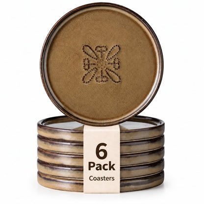 Drink Coasters Set of 6, Ceramic Cup Coasters for Desk, Slate Blue