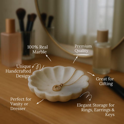 SWADESHI BLESSINGS HandMade Marble Jewelry Tray, Trinket Dish, Catch-all,5"