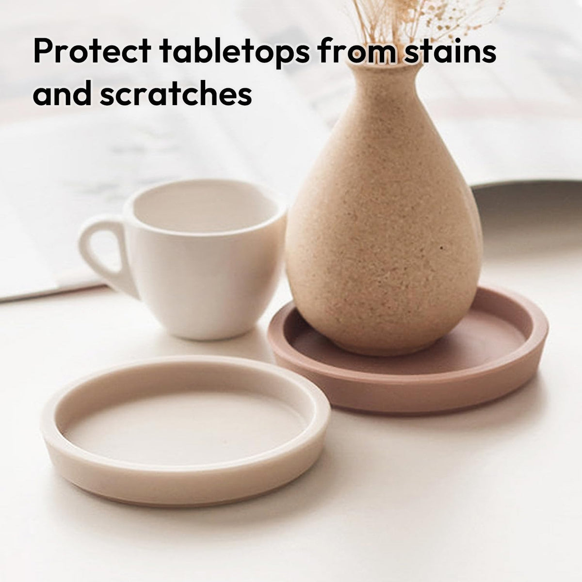 Carrotez Thick Silicone Coasters for Drinks, Set of 2 - Ivory