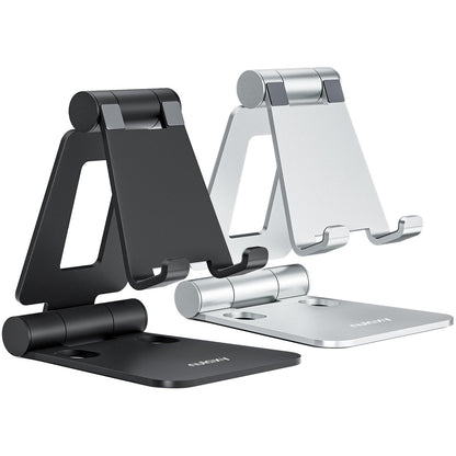 Nulaxy 2 Pack Aluminum Dual Folding Cell Phone Stanr for Desk, Silver