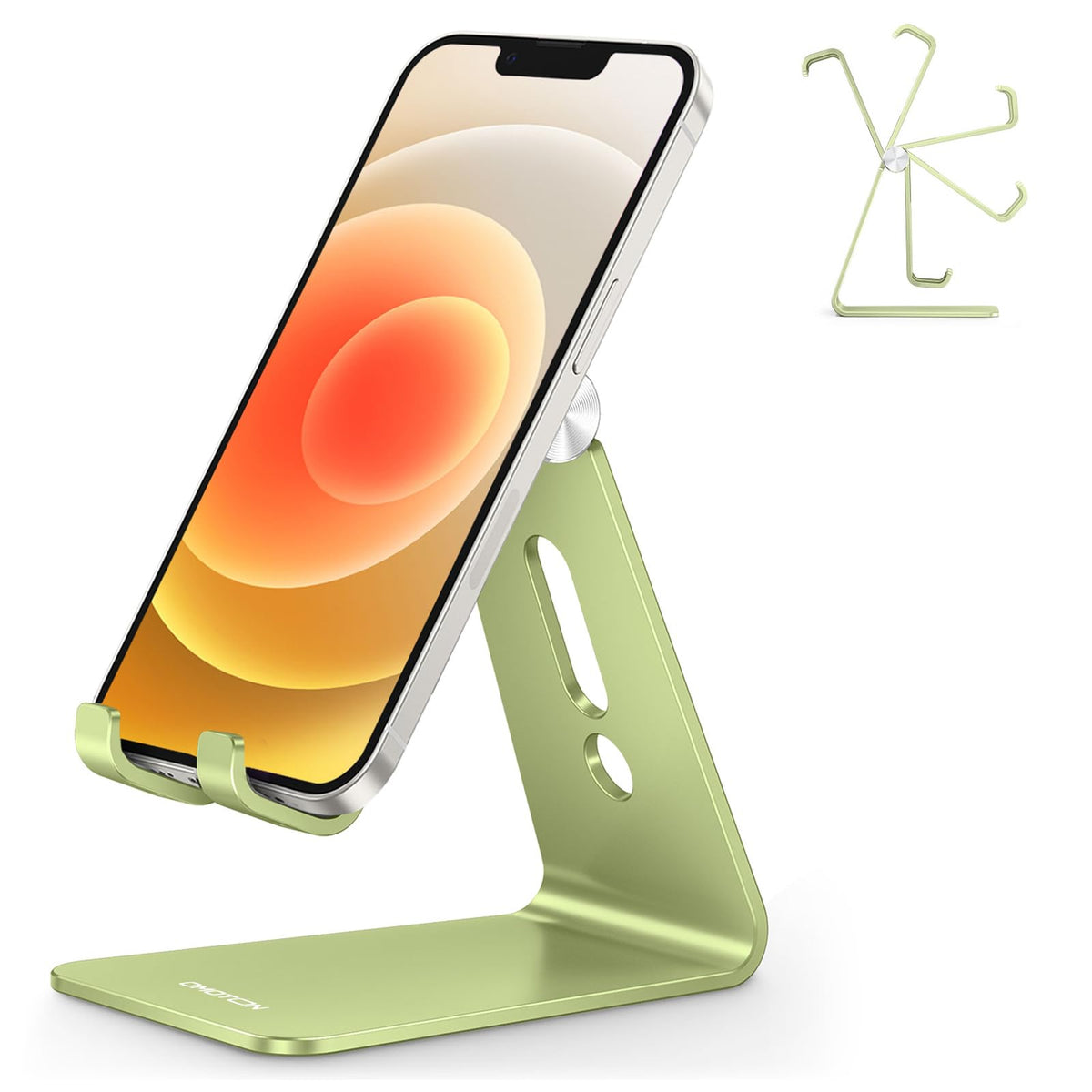 OMOTON C2 Adjustable Aluminum Cell Phone Stand with Charging Cutout, Silver