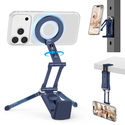 OMOTON TP02 Magnetic Phone Tripod for MagSafe, 360° Pivot, Clamp & Stand