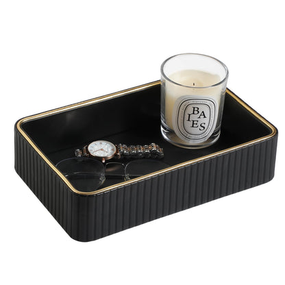 Desk Organizer Tray, PU Leather Nightstand Organizer, Ivory, Small