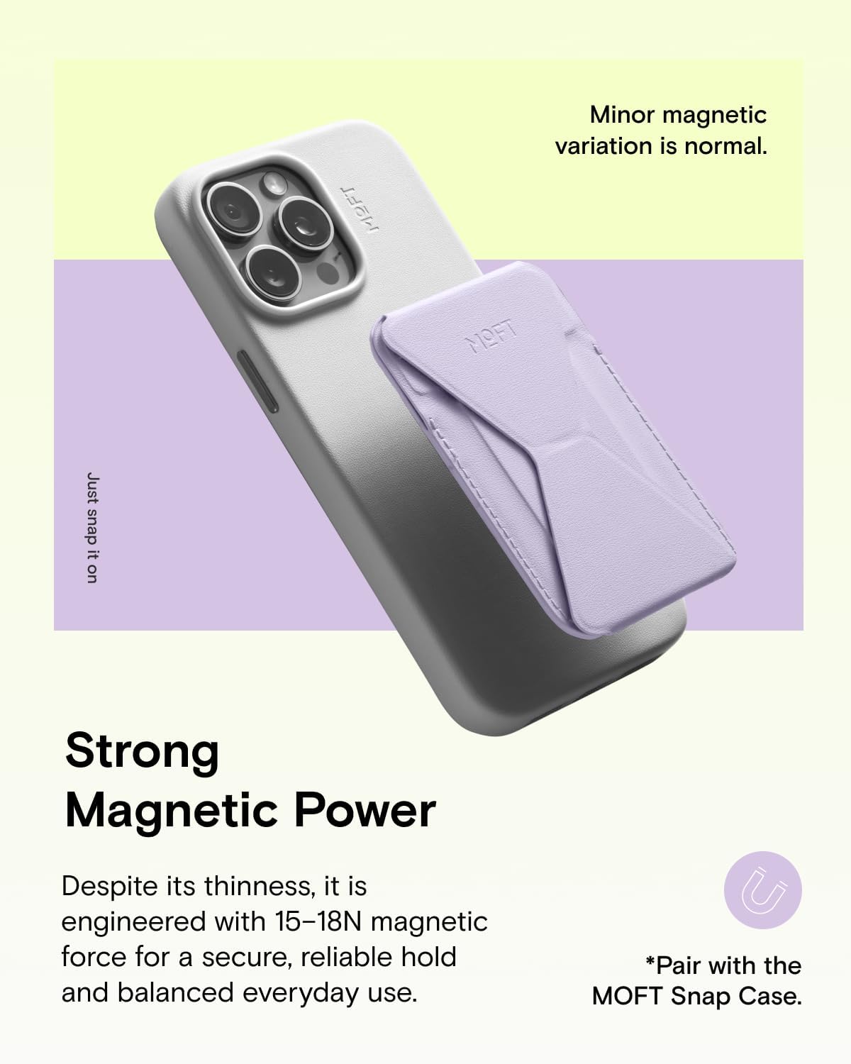 MOFT Magnetic Wallet Stand Compatible with iPhone 18/17/16/15/14/13 Series, Angle Adjustment Magsafe Compatible MOVAS Phone Stand