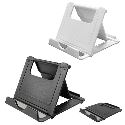 POQOD 2 Pack Cell Phone Stand, Foldable Phone Holder for Desk Compatible with Phone 15 14 13 12 11 Pro Xs Xs Max Xr X 8, Nintendo Switch, All Phones, Black & White