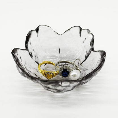 Purple Flower Ring Dish, Small Glass Jewelry Dish Tray, Ring Holder Jewlery Tray Trinket Dish, Bathroom Nightstand Decor Jewelry Bowl Christmas Friendship Birthday Gifts for Women, Soap Dish
