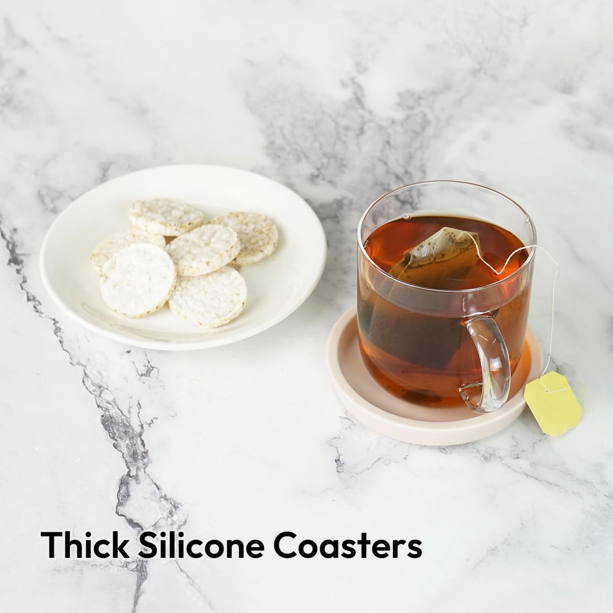 Carrotez Thick Silicone Coasters for Drinks, Set of 2 - Ivory