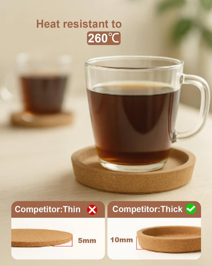 Vensovo 4 Pack 4 Inch Round Cork Coasters for Drinks