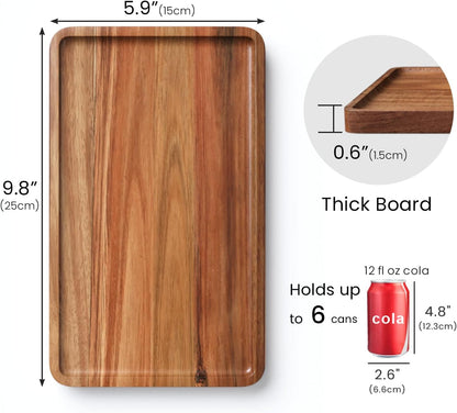 VERTORGAN Acacia Wood Serving Tray,9.8x5.9 Inch Trays,Home Decor