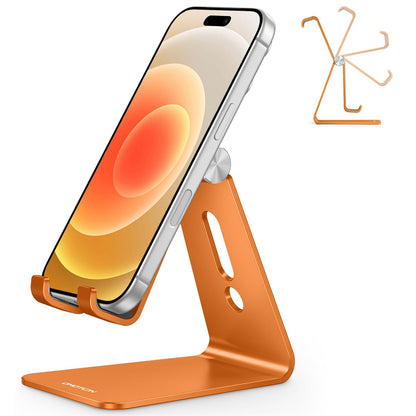 OMOTON Adjustable Cell Phone Stand, C2 Aluminum Desktop Phone Holder Dock Compatible with iPhone 15 14 13 Xs XR 8 Plus 7 6, Samsung Galaxy, Google Pixel, Android Phones, Rose Gold