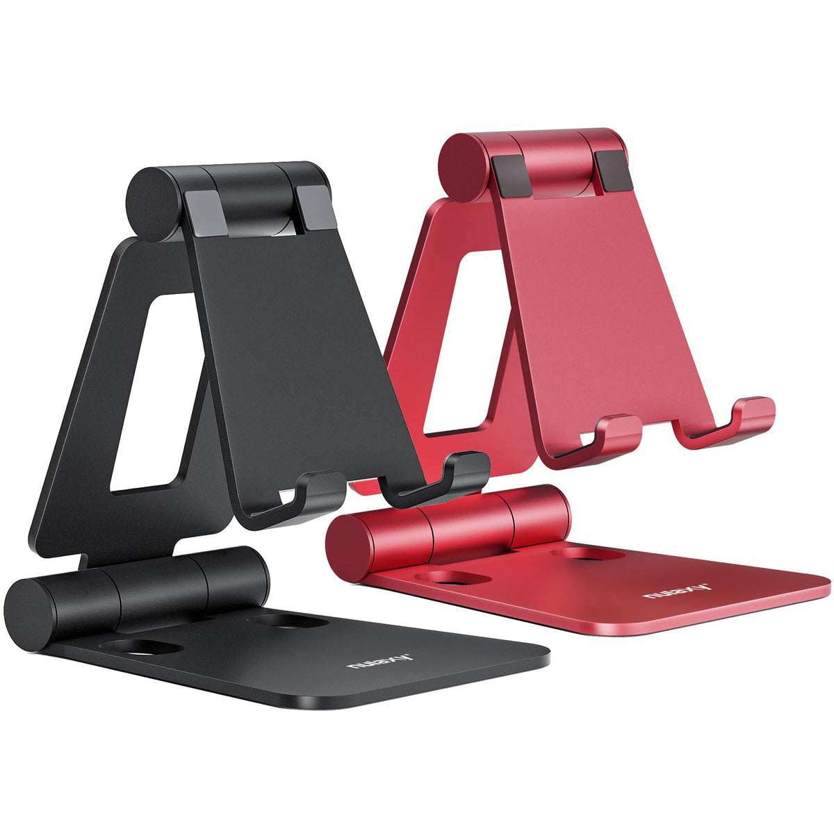 Nulaxy 2 Pack Aluminum Dual Folding Cell Phone Stanr for Desk, Silver