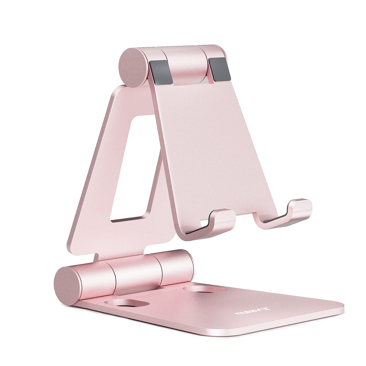 Nulaxy Full Aluminum Dual Folding Cell Phone Stand for Desk, Silver