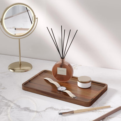 VERTORGAN 2 Pack Acacia Wood Serving Tray,9.8x5.9 Inch Trays,Home Decor