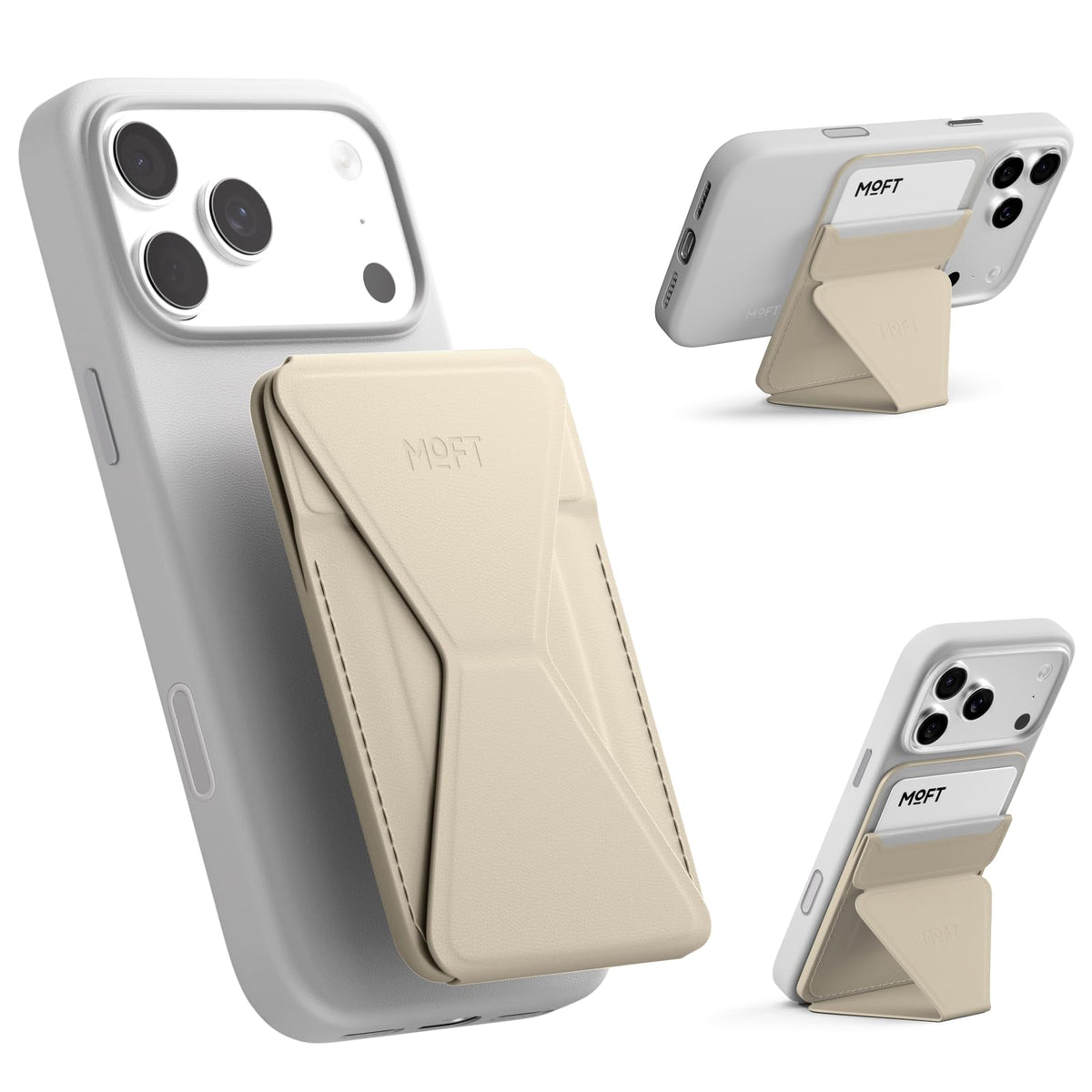MOFT Magnetic Wallet Stand Compatible with iPhone 18/17/16/15/14/13 Series, Angle Adjustment Magsafe Compatible MOVAS Phone Stand