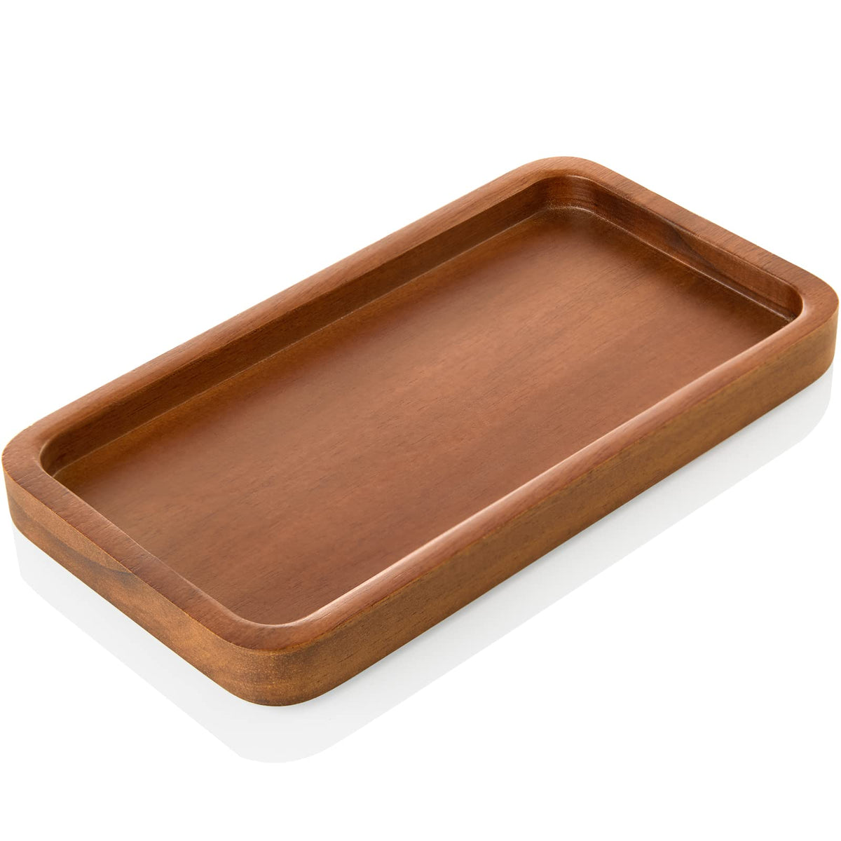 ALELION 6" Small Tiny Bathroom Vanity Tray for Counter - Acacia Wood Dish Soap Dispenser Tray for Kitchen - Decorative Tray for Kitchen Dresser Tops Perfume Jewelry