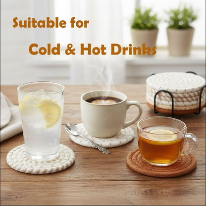 8 Pack Absorbent Coasters Set for Drinks with Holder (Coffee)