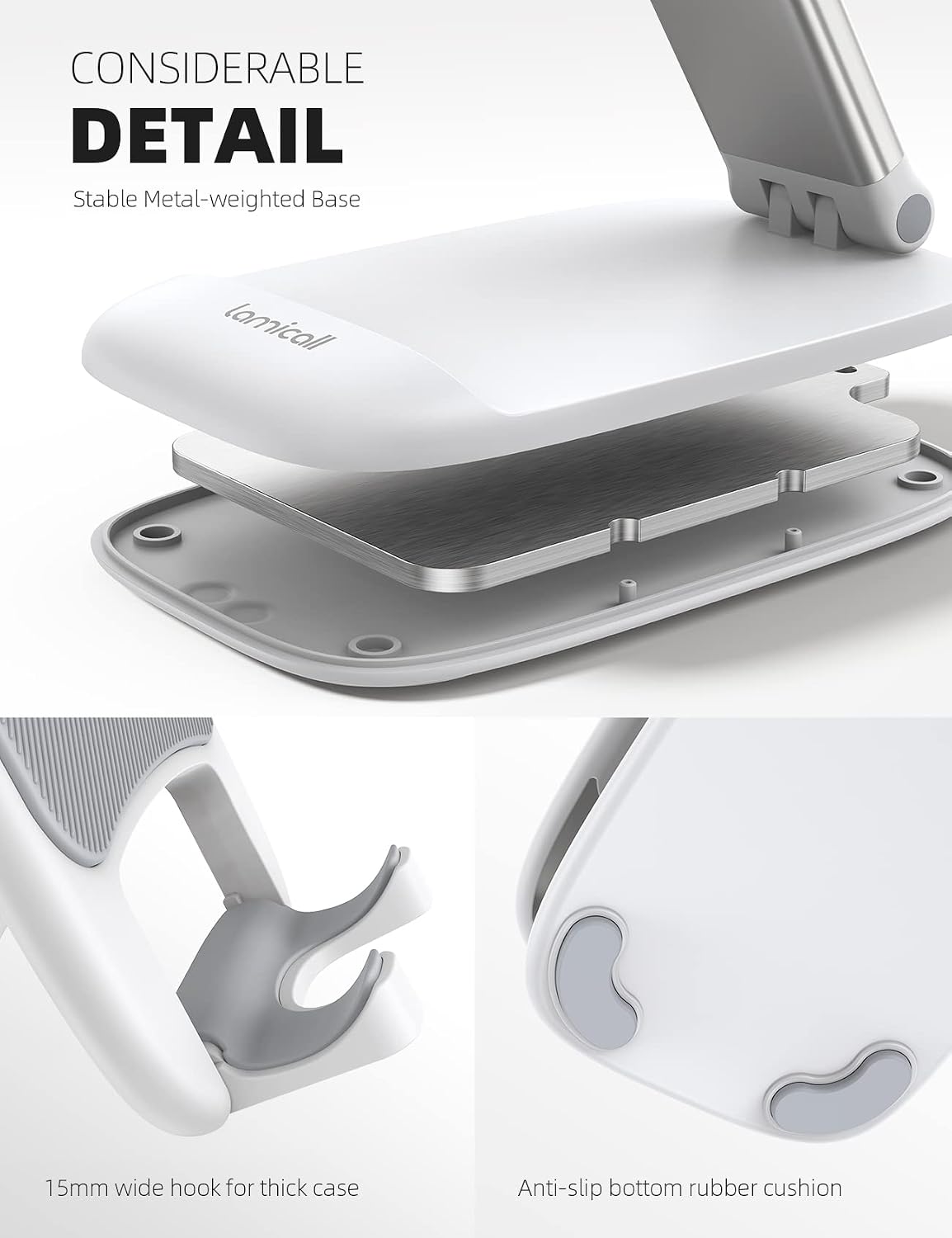 Lamicall White Cell Phone Stand for Desk, Phone Holder