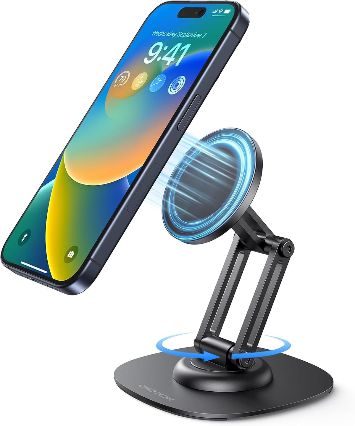 OMOTON MS04 [360° Rotating] Adjustable Magnetic Phone Stand for Desk, Black