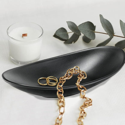 Binoster Black ring jewellery tray organiser tray, dresser decor key flat jewellery bowl decorative oval dish