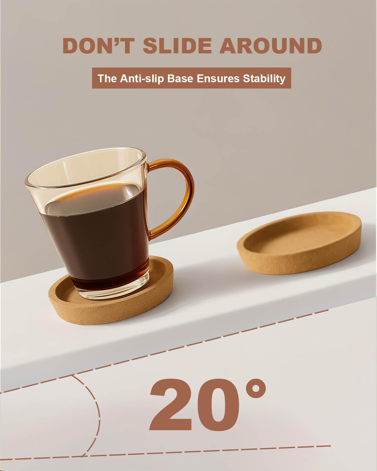 Vensovo 4 Pack 4 Inch Round Cork Coasters for Drinks