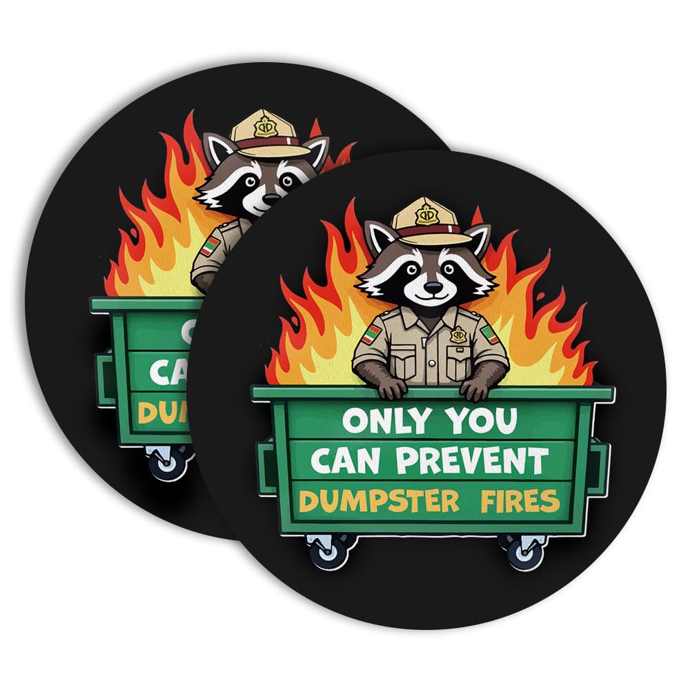 This Little Light of Mine I’m Gonna Let It Shine Drink Cup Holder Coaster Set of 2, Funny Dumpster Fire Coffee Cup Mats for Office Desk Decor, Inspirational Work Gifts for Women Men Coworkers