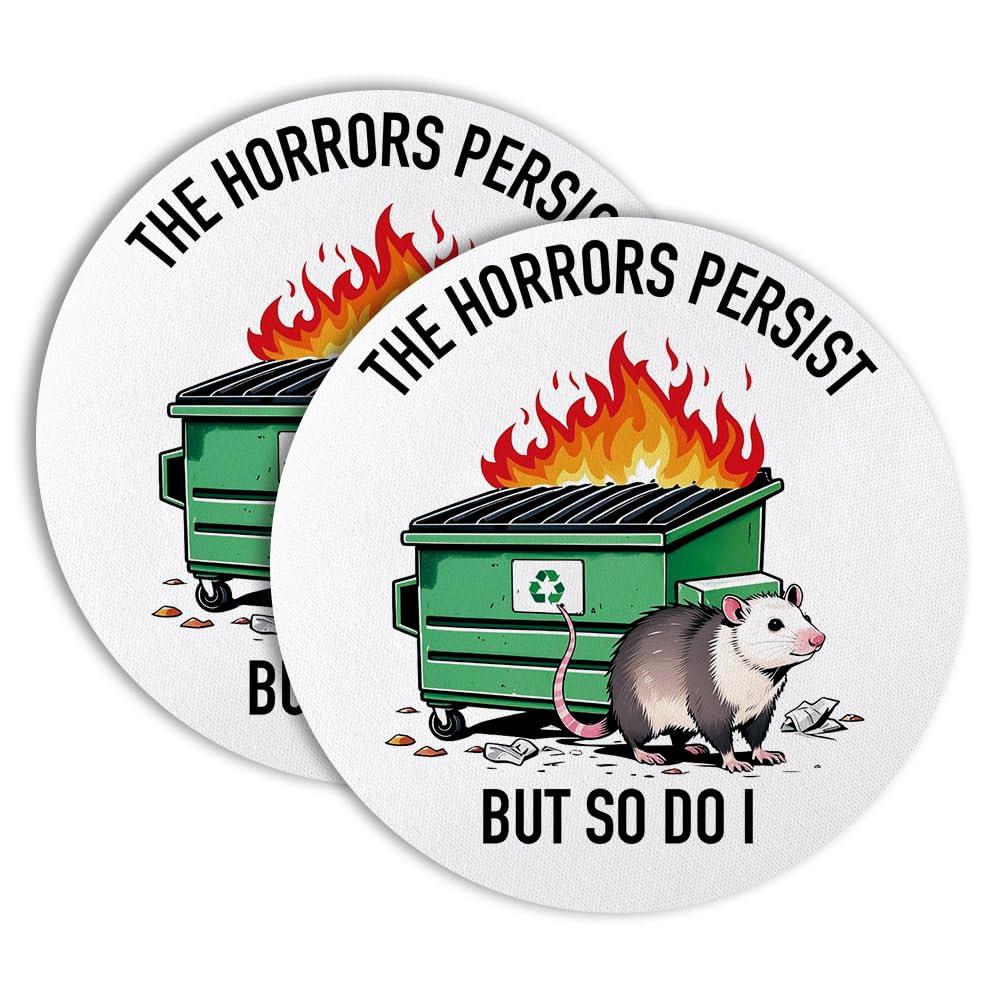 This Little Light of Mine I’m Gonna Let It Shine Drink Cup Holder Coaster Set of 2, Funny Dumpster Fire Coffee Cup Mats for Office Desk Decor, Inspirational Work Gifts for Women Men Coworkers