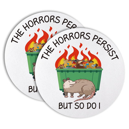 This Little Light of Mine I’m Gonna Let It Shine Drink Cup Holder Coaster Set of 2, Funny Dumpster Fire Coffee Cup Mats for Office Desk Decor, Inspirational Work Gifts for Women Men Coworkers