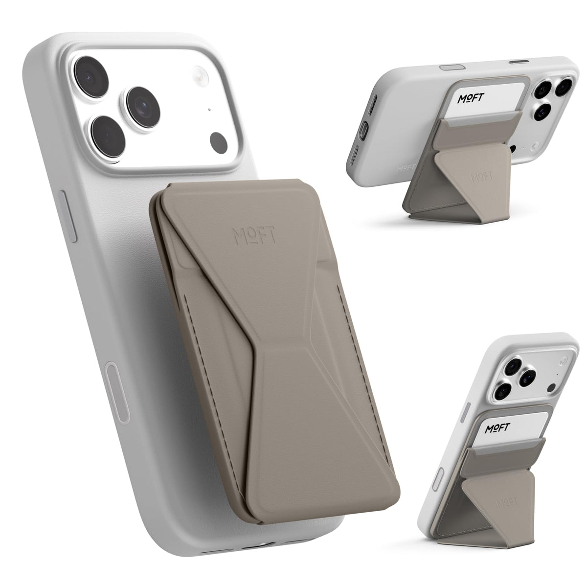 MOFT Magnetic Wallet Stand Compatible with iPhone 18/17/16/15/14/13 Series, Angle Adjustment Magsafe Compatible MOVAS Phone Stand