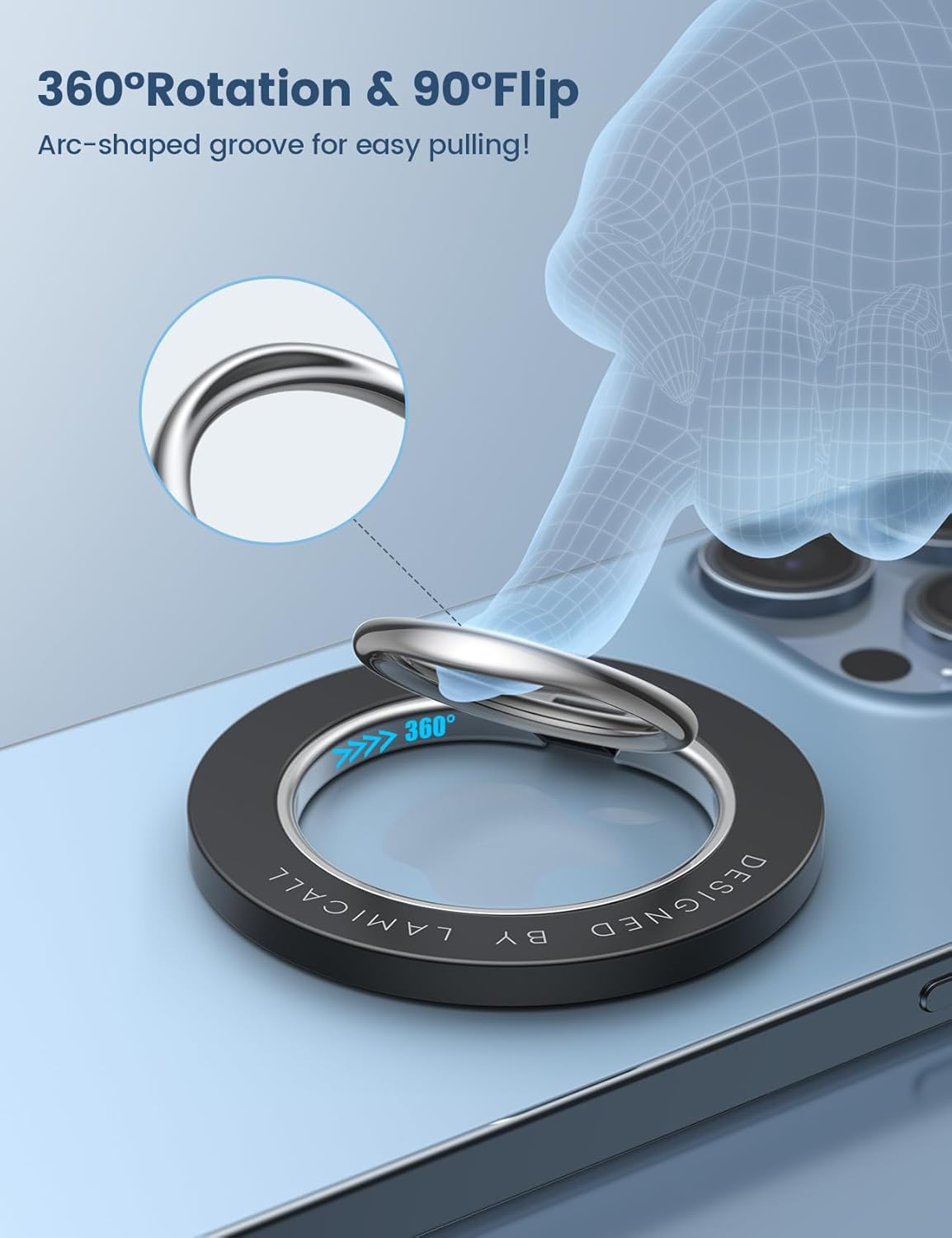 Lamicall Magnetic Phone Ring Grip for MagSafe, 360° Rotation Finger Holder