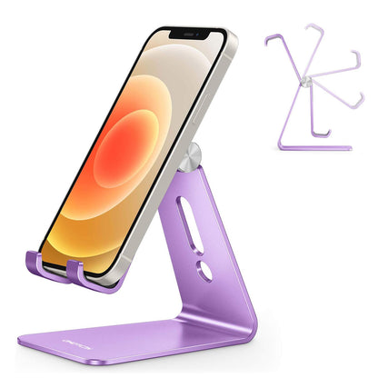 OMOTON Adjustable Cell Phone Stand, C2 Aluminum Desktop Phone Holder Dock Compatible with iPhone 15 14 13 Xs XR 8 Plus 7 6, Samsung Galaxy, Google Pixel, Android Phones, Rose Gold