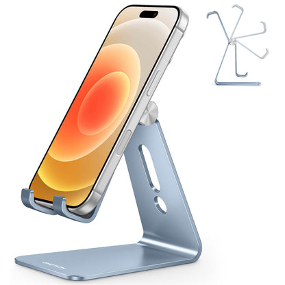 OMOTON C2 Adjustable Aluminum Cell Phone Stand with Charging Cutout, Black