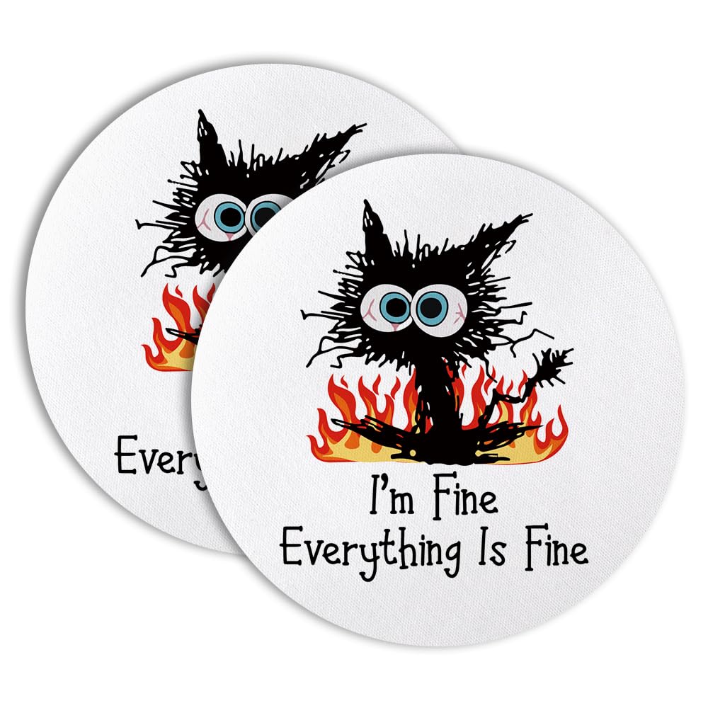 This Little Light of Mine I’m Gonna Let It Shine Drink Cup Holder Coaster Set of 2, Funny Dumpster Fire Coffee Cup Mats for Office Desk Decor, Inspirational Work Gifts for Women Men Coworkers