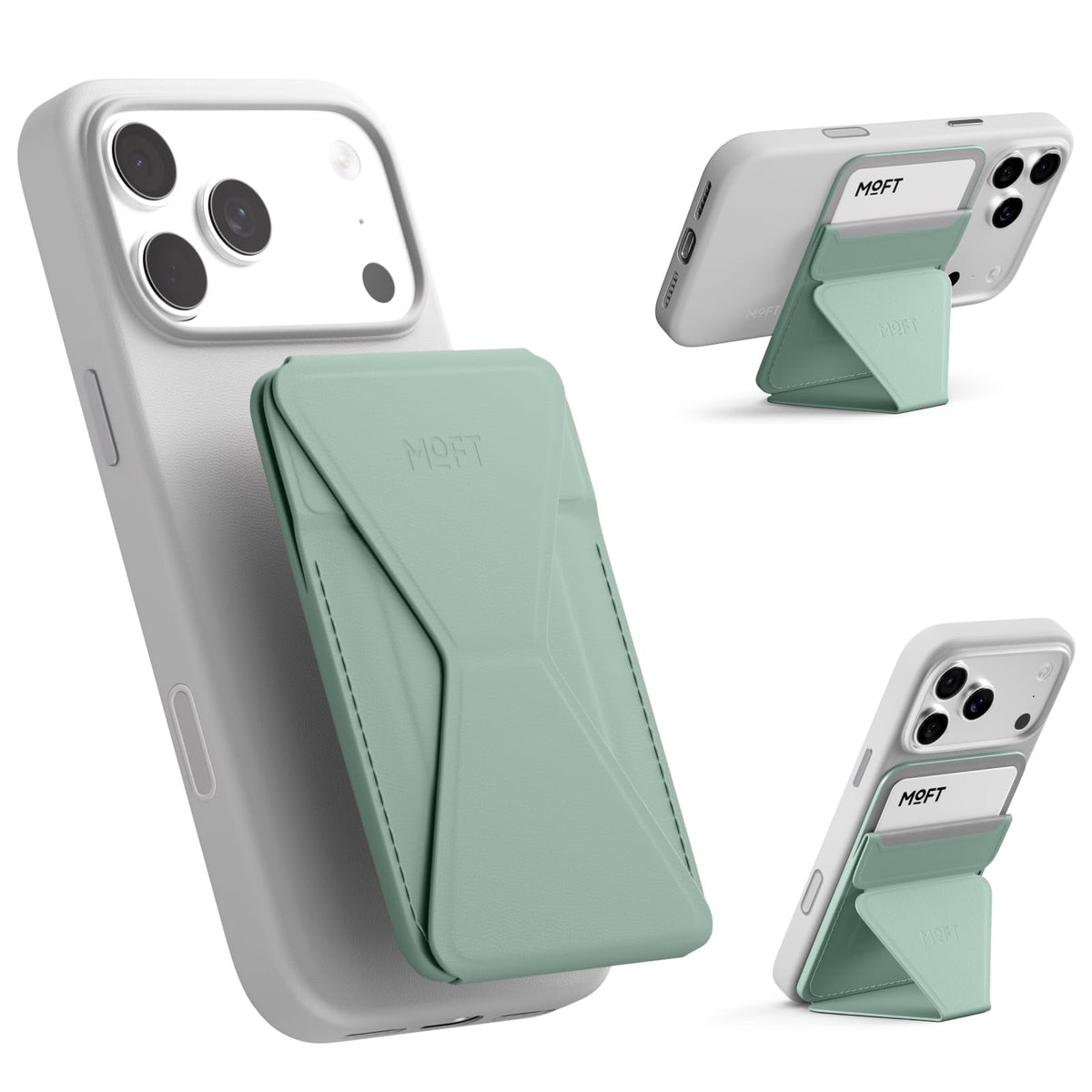 MOFT Magnetic Wallet Stand Compatible with iPhone 18/17/16/15/14/13 Series, Angle Adjustment Magsafe Compatible MOVAS Phone Stand