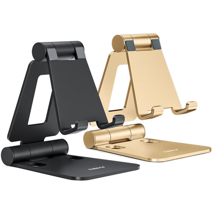 Nulaxy 2 Pack Aluminum Dual Folding Cell Phone Stanr for Desk, Silver