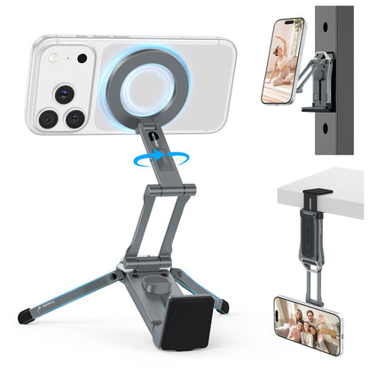 OMOTON TP02 Magnetic Phone Tripod for MagSafe, 360° Pivot, Clamp & Stand