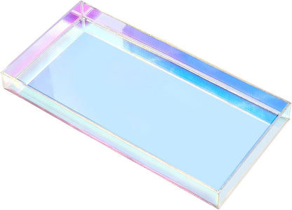 ROYALITA Iridescent Acrylic Vanity Tray, Small Acrylic Trays Spill Proof