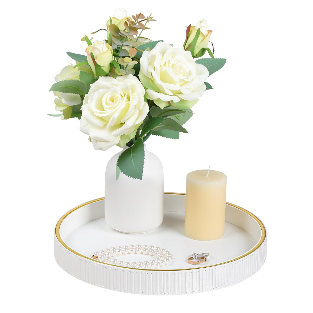 Round Decorative Tray Coffee Table Tray Nightstand Desk Organizer