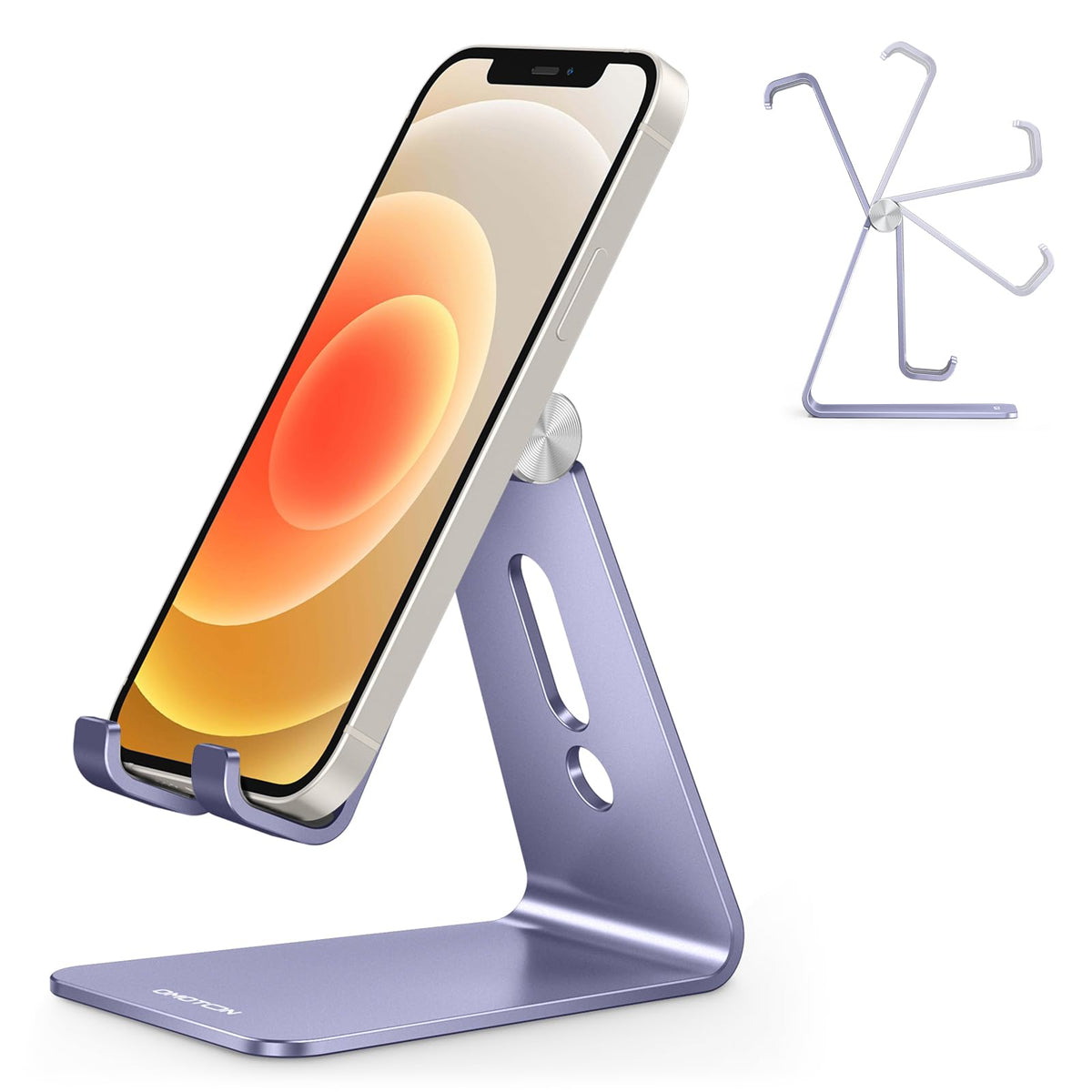 OMOTON Adjustable Cell Phone Stand, C2 Aluminum Desktop Phone Holder Dock Compatible with iPhone 15 14 13 Xs XR 8 Plus 7 6, Samsung Galaxy, Google Pixel, Android Phones, Rose Gold
