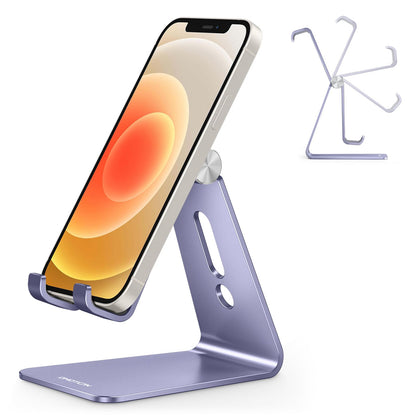 OMOTON C2 Adjustable Aluminum Cell Phone Stand with Charging Cutout, Black