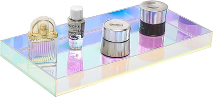 ROYALITA Iridescent Acrylic Vanity Tray, Small Acrylic Trays Spill Proof