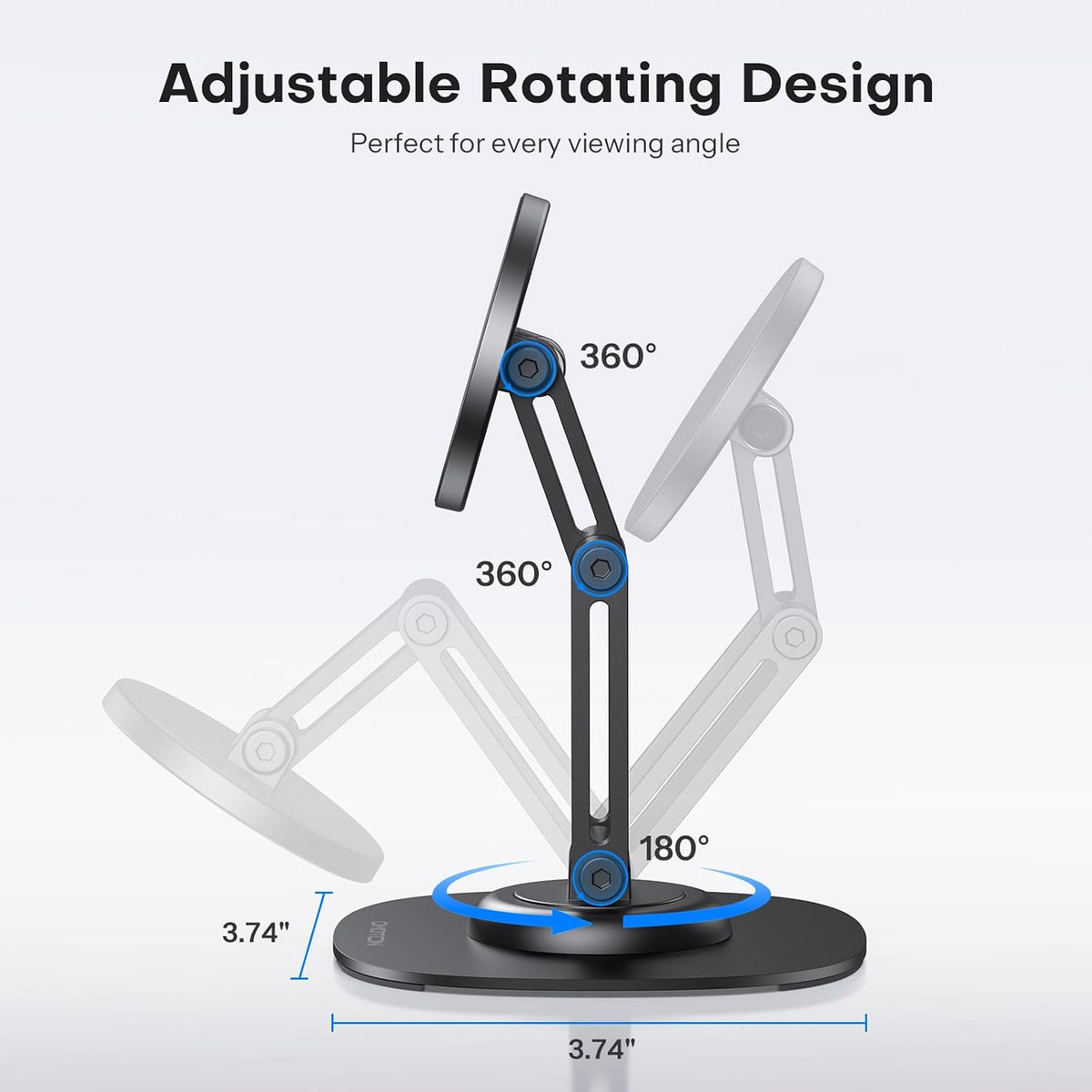 OMOTON MS04 [360° Rotating] Adjustable Magnetic Phone Stand for Desk, Black