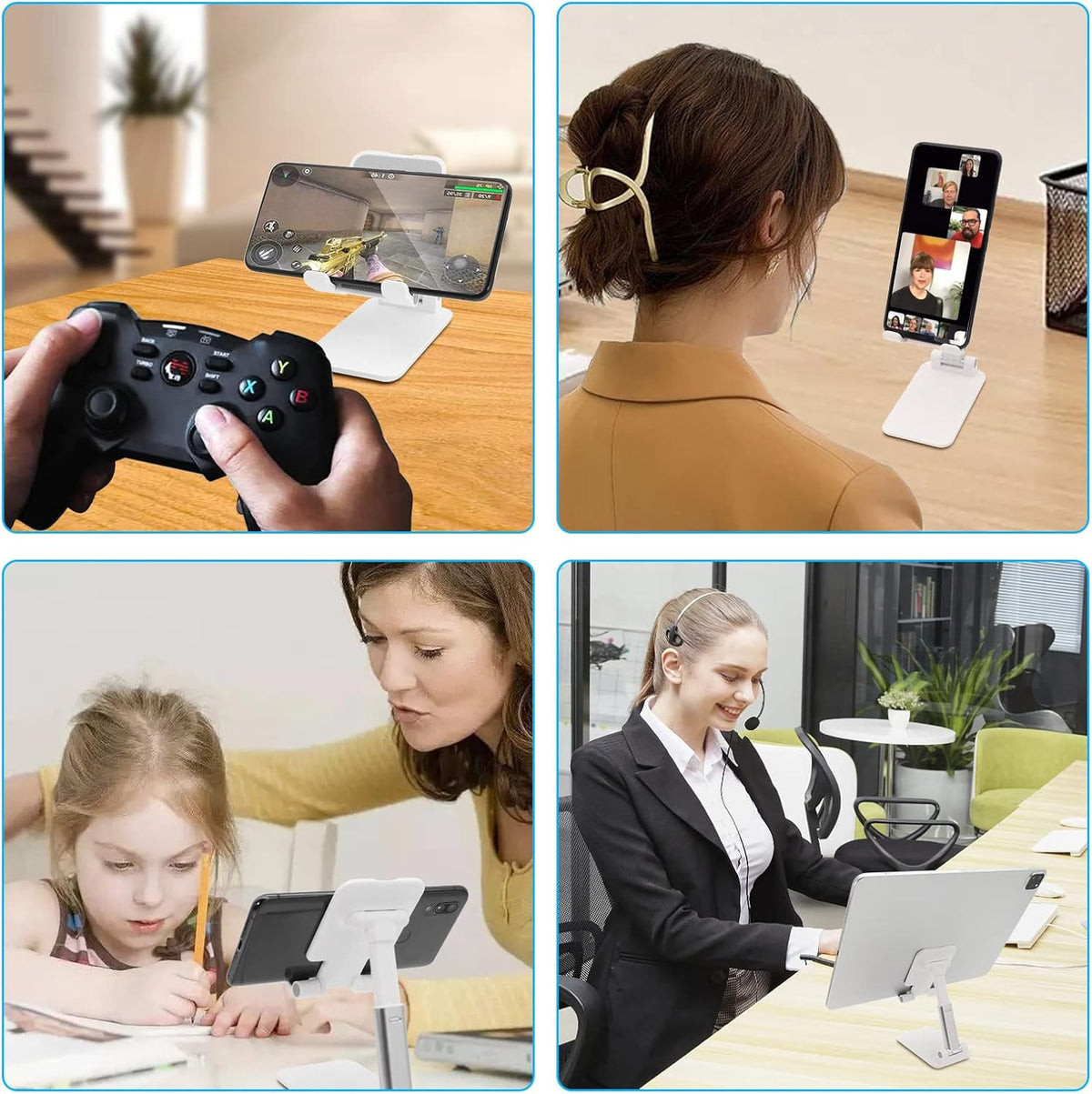 Cell Phone Stand for Desk, Angle & Height Adjustable Phone Holder, (White)