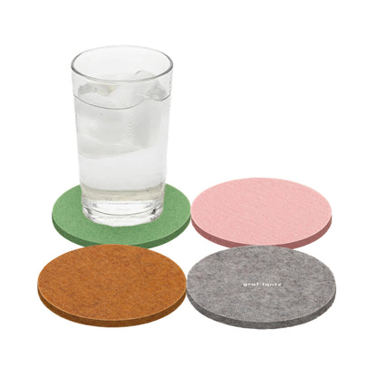 Graf Lantz - Bierfilzl Merino Wool Round Coasters Set of 4 - Heather White (4" Circles) - Absorbs 30% of Weight, German Wool - Heat Resistant, Sustainable, & Reusable - Home Decor & Coffee Table Decor